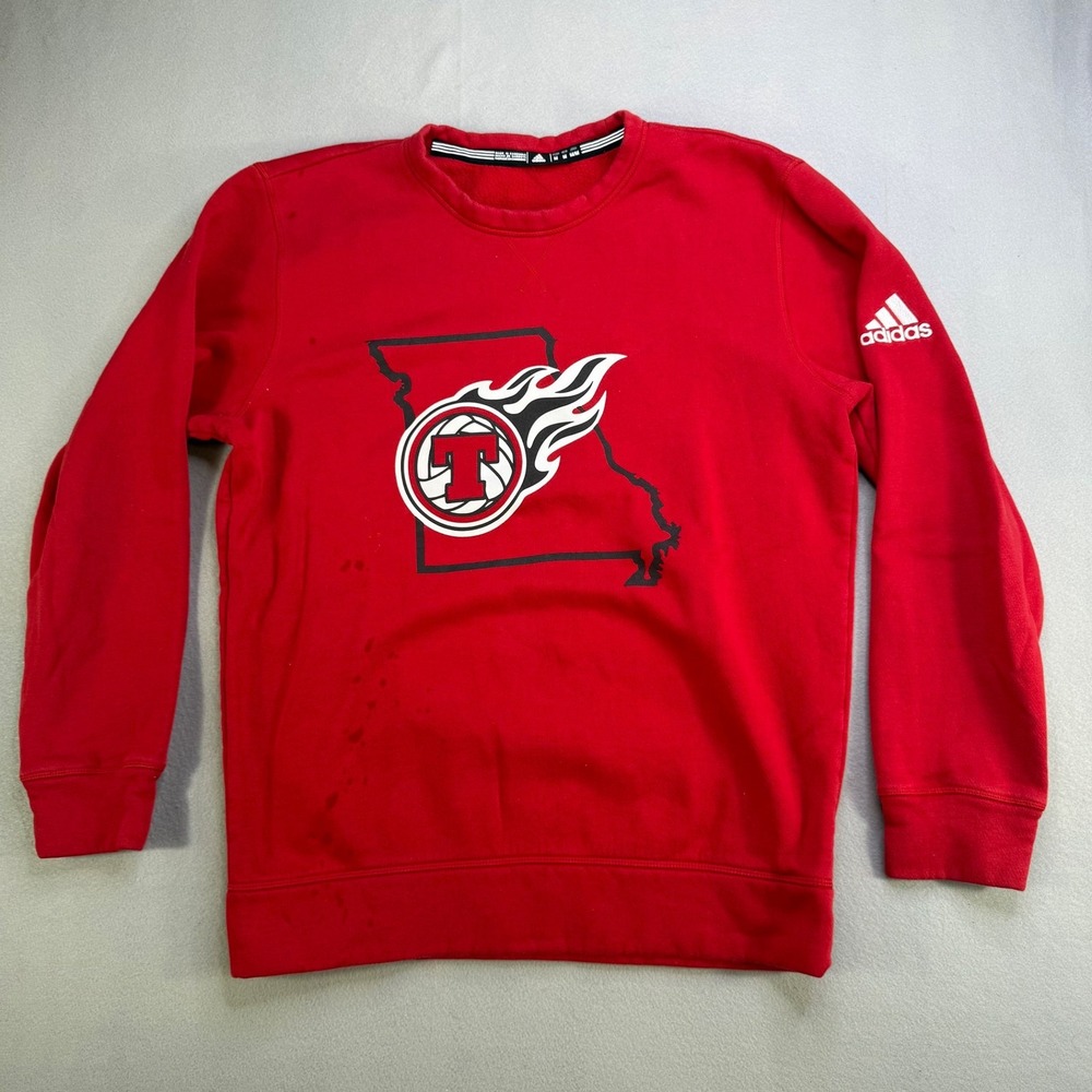 Adidas Missouri Red Crewneck Sweatshirt Team Graphic Logo Size M